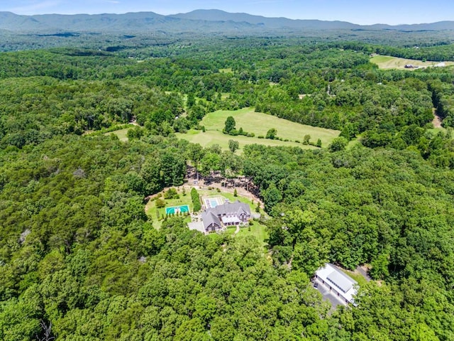 bird's eye view with a mountain view