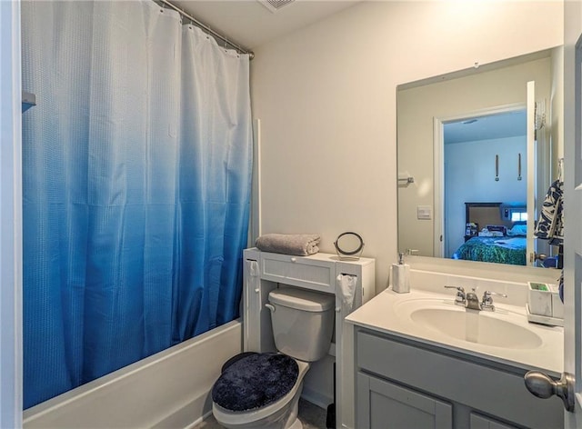 3469 English Elm Way, Loganville, GA 30052 - ensuite bathroom featuring shower / bath combination with curtain, toilet, vanity, and connected bathroom