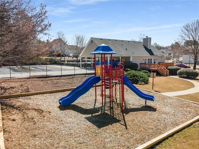 community play area with fence