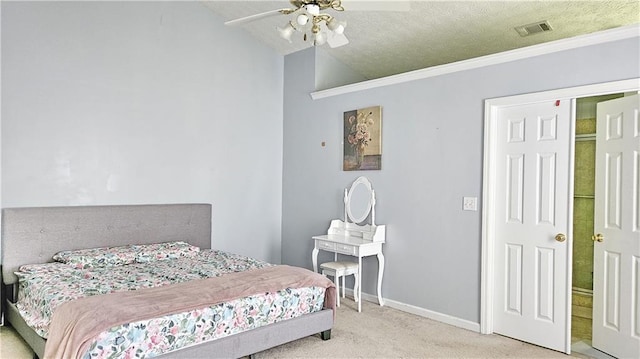 2233 Hansford Pass, Buford, GA 30519 - carpeted bedroom featuring a ceiling fan and a textured ceiling