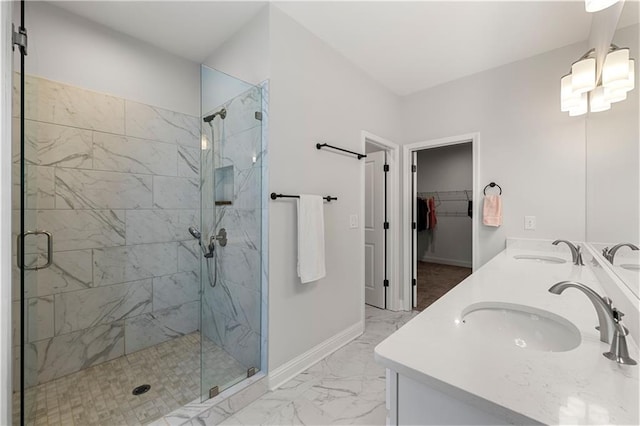 6240 Merrill View Ln, Alpharetta, GA 30004 - bathroom featuring a shower with shower door and vanity