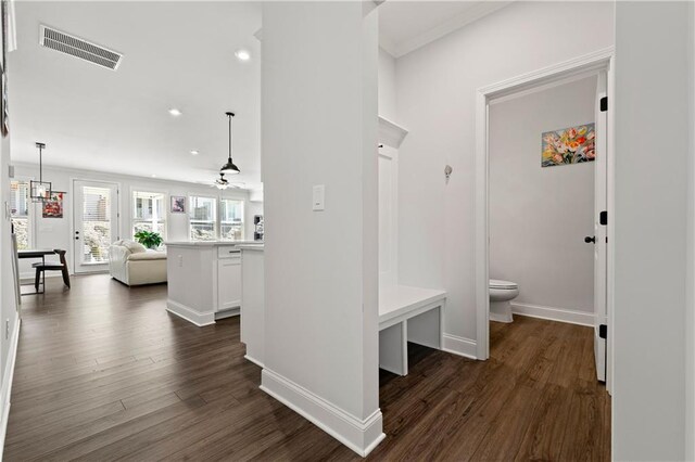 6240 Merrill View Ln, Alpharetta, GA 30004 - corridor with dark hardwood / wood-style floors