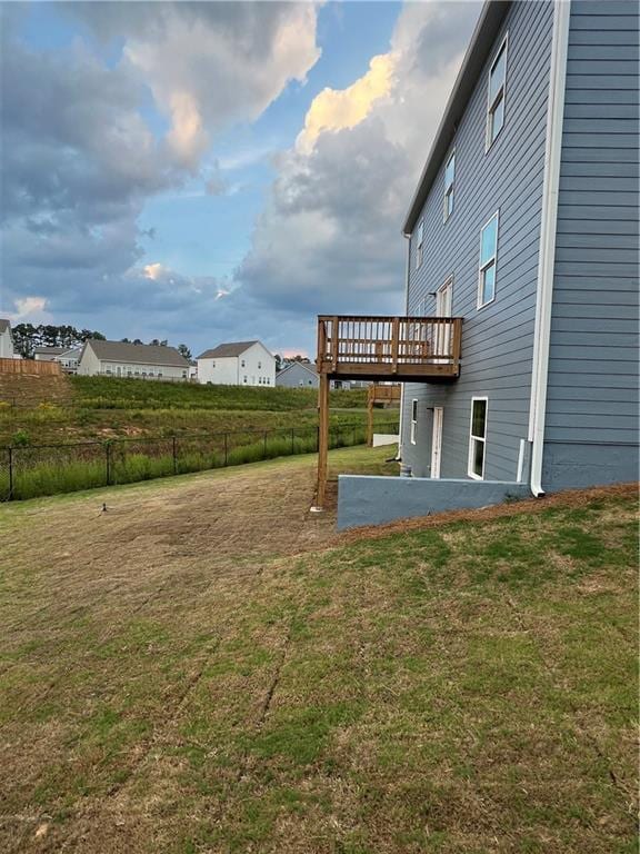 view of yard with a deck