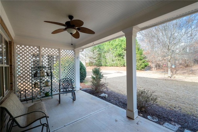 view of patio / terrace with ceiling fan