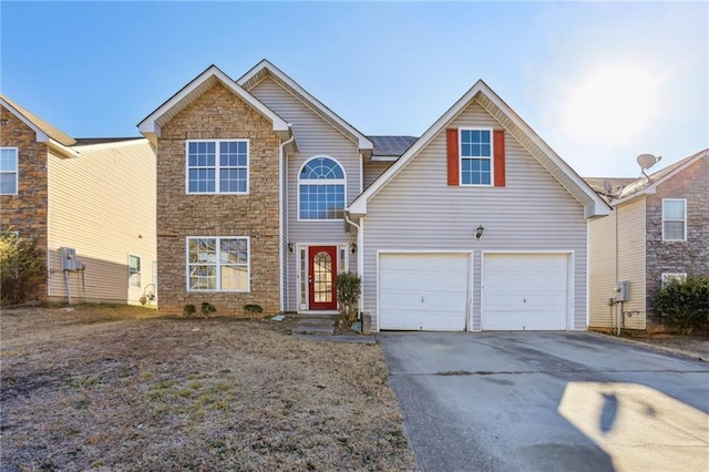 view of front of house with a garage