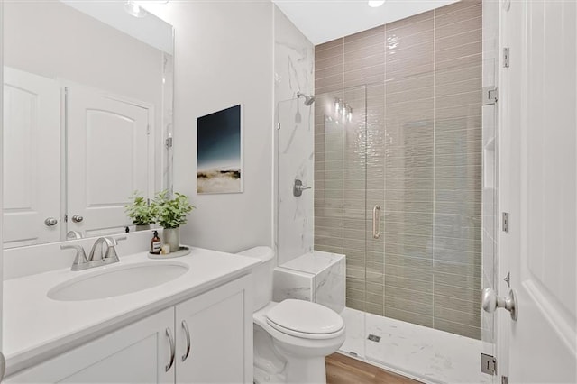 475 Azalea Xing, Dallas, GA 30132 - full bath with toilet, a stall shower, wood finished floors, and vanity