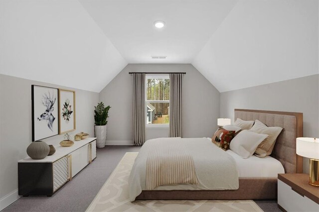475 Azalea Xing, Dallas, GA 30132 - carpeted bedroom with visible vents, baseboards, and vaulted ceiling