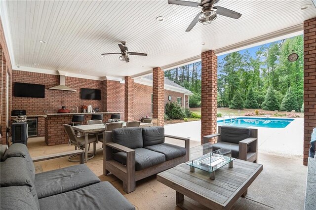 850 Cog Hl, Mcdonough, GA 30253 - view of patio / terrace featuring a ceiling fan, an outdoor hangout area, and area for grilling
