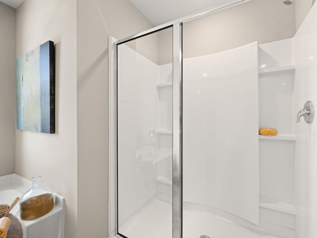 bathroom with a stall shower