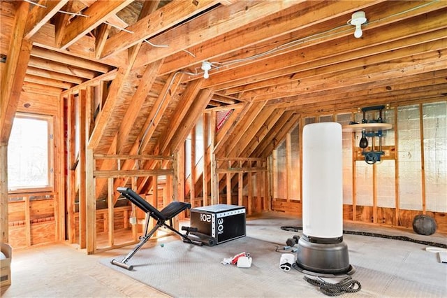 view of unfinished attic