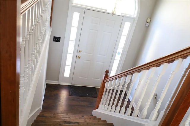 foyer featuring dark hardwood / wood-style floors