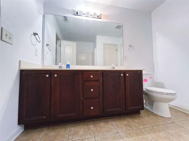 bathroom featuring tile patterned floors, vanity, and toilet