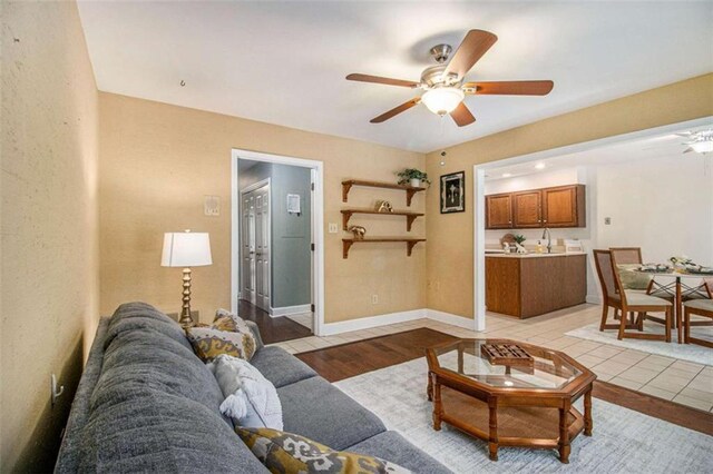1484 Winston Pl, Decatur, GA 30033 - living room with ceiling fan and baseboards