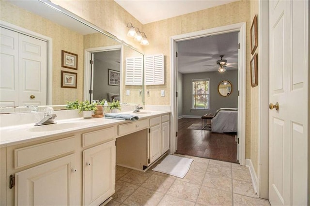 1484 Winston Pl, Decatur, GA 30033 - ensuite bathroom with ensuite bath, a sink, wallpapered walls, and double vanity