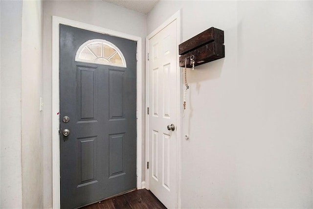 entrance foyer with dark hardwood / wood-style floors