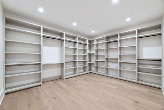 spacious closet featuring light wood-type flooring