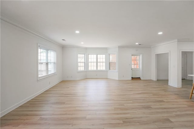 3649 Peachtree Rd NE Unit 305, Atlanta, GA 30319 - unfurnished room featuring ornamental molding, baseboards, recessed lighting, and light wood-type flooring