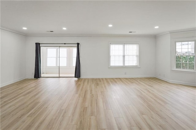 3649 Peachtree Rd NE Unit 305, Atlanta, GA 30319 - unfurnished room with crown molding, light wood-type flooring, baseboards, and recessed lighting