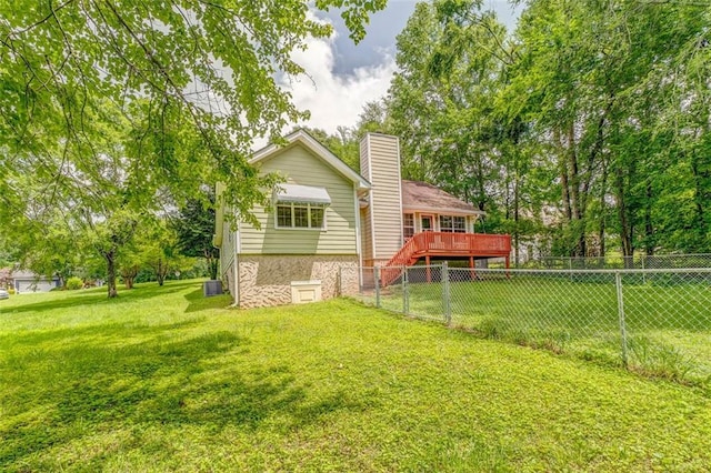 200 Wildwood Cir SE, Calhoun, GA 30701 - rear view of house featuring a wooden deck and a chimney