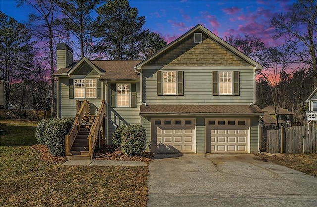 view of front property with a garage