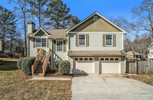 view of front of house with a garage