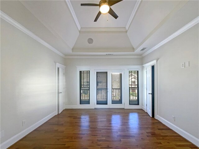 full bathroom with bathtub / shower combination, vanity, toilet, and wood finished floors