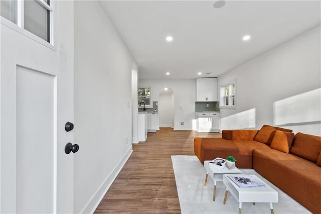 living room featuring light hardwood / wood-style flooring