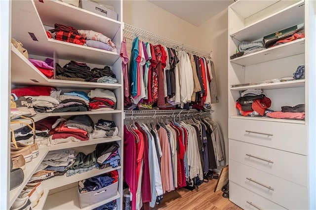 spacious closet with wood finished floors