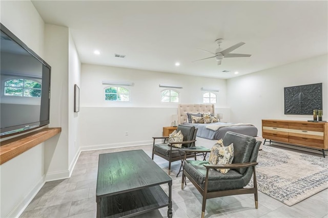 2313 Saint Davids Sq NW Unit 12, Kennesaw, GA 30152 - living area featuring ceiling fan, recessed lighting, and baseboards