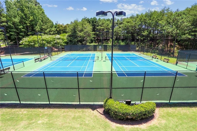 2313 Saint Davids Sq NW Unit 12, Kennesaw, GA 30152 - view of tennis court with community basketball court and view of wooded area