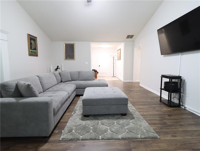 550 Sessingham Ct, Alpharetta, GA 30005 - living area with lofted ceiling and dark wood-style floors