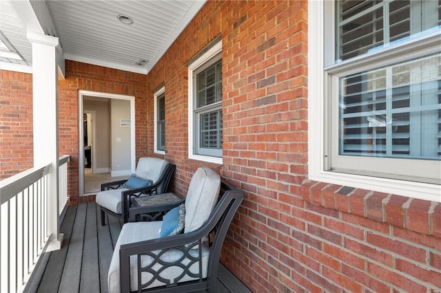 deck featuring covered porch