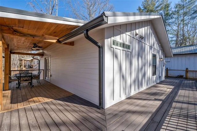 wooden terrace with ceiling fan