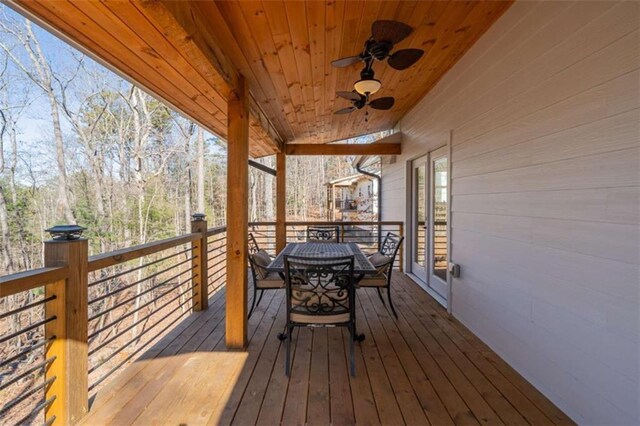 wooden terrace with ceiling fan