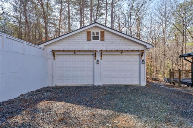 view of garage