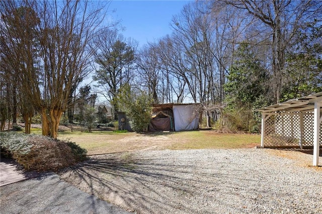 view of yard featuring an outdoor structure