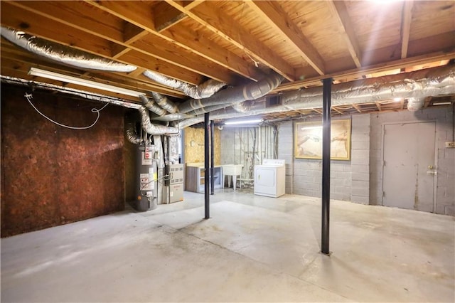 1342 Peggy Ln NW, Conyers, GA 30012 - unfinished below grade area with washer / clothes dryer and water heater