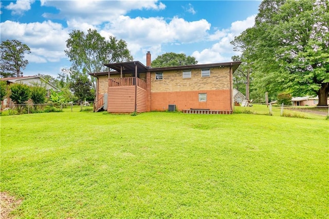1342 Peggy Ln NW, Conyers, GA 30012 - back of house featuring a chimney, brick siding, and stairs