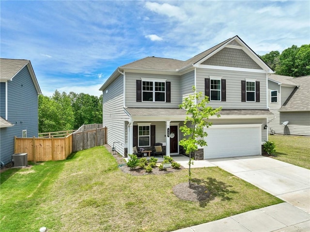 115 Copeland Bnd, Jasper, GA 30143 - view of front of property with a porch, driveway, an attached garage, roof with shingles, and central air condition unit