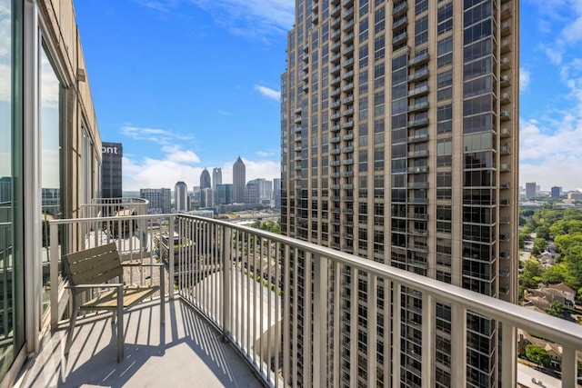balcony featuring a view of skyline