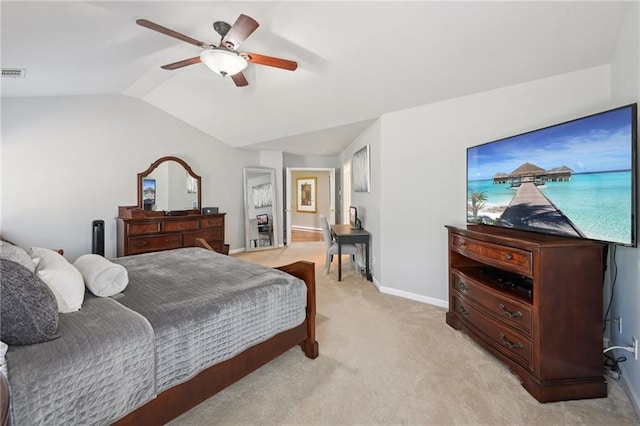 852 Van Briggle Path, Sugar Hill, GA 30518 - bedroom featuring lofted ceiling, light colored carpet, and ceiling fan