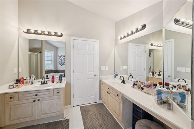 852 Van Briggle Path, Sugar Hill, GA 30518 - bathroom with a shower stall and two vanities