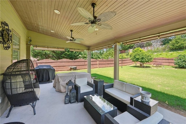 852 Van Briggle Path, Sugar Hill, GA 30518 - view of patio featuring area for grilling, outdoor lounge area, and ceiling fan