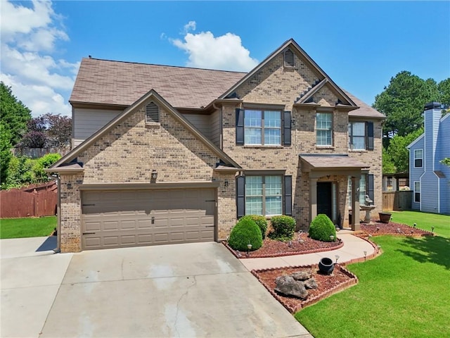852 Van Briggle Path, Sugar Hill, GA 30518 - view of front of home featuring brick siding, concrete driveway, and a garage