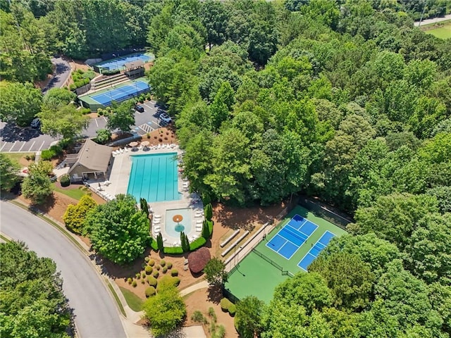 852 Van Briggle Path, Sugar Hill, GA 30518 - drone / aerial view of a pool and a forest