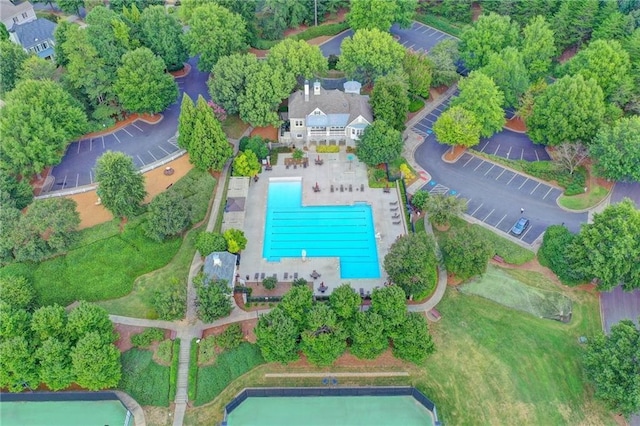 4770 Spring Park Cir, Suwanee, GA 30024 - aerial overview of property's location with a pool