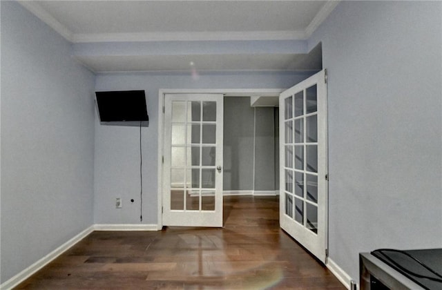 4770 Spring Park Cir, Suwanee, GA 30024 - doorway to outside featuring french doors, crown molding, and wood finished floors