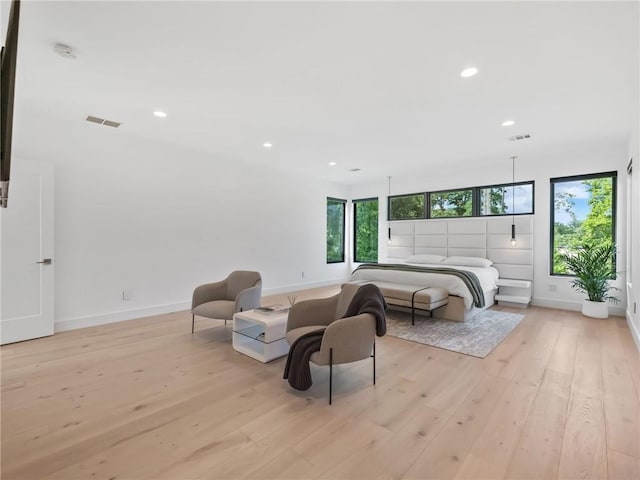 2940 Old Peachtree Rd, Dacula, GA 30019 - bedroom with multiple windows, baseboards, light wood-style floors, and recessed lighting