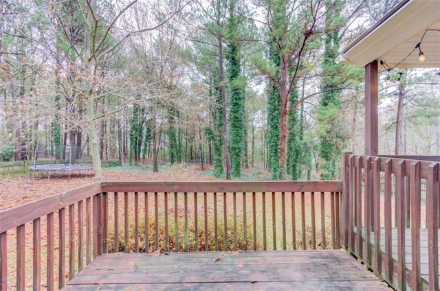 deck featuring a trampoline