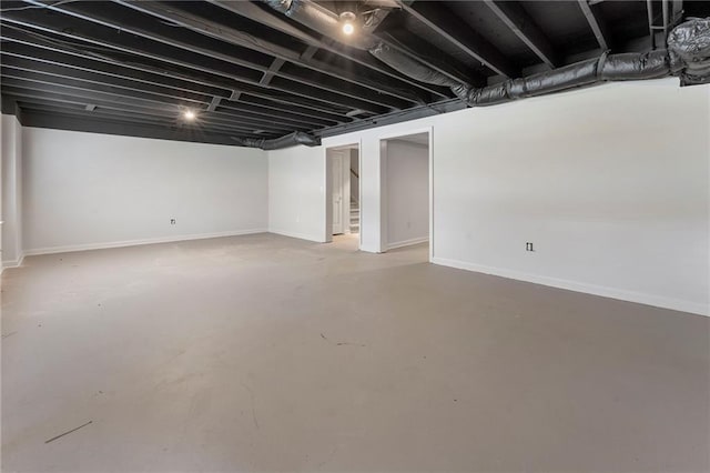 finished below grade area featuring baseboards